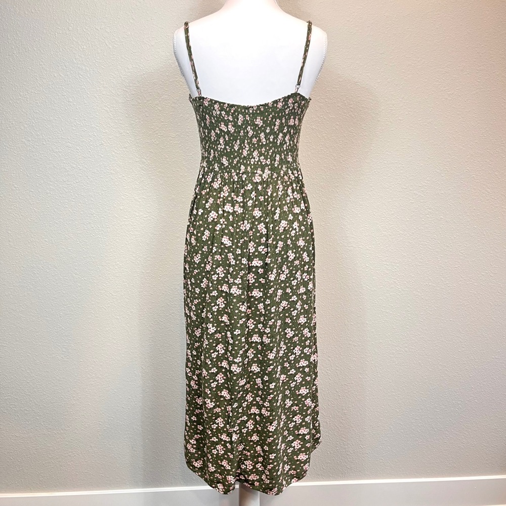 Aeropostle Floral Dress Green Size L Smocked Coquette Cottagecore Milkmaid - Picture 2 of 10